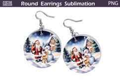 Christmas Round Earrings | Santa Claus Earring PNG Product Image 1
