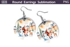Christmas Round Earrings | Santa Claus Earring PNG Product Image 1