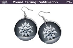 Christmas Round Earrings | Snowflake Earrings Sublimation Product Image 1