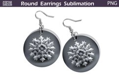 Christmas Round Earrings | Snowflake Earrings Sublimation Product Image 1