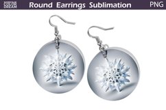 Christmas Round Earrings | Snowflake Earrings Sublimation Product Image 1