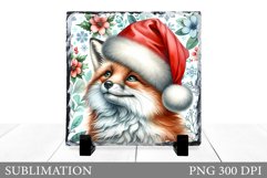 Christmas Fox Sublimation. Christmas Fox Slate Design Product Image 1