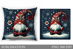 Cute Gnome Pillow Design. Christmas Pillow Sublimation Product Image 1
