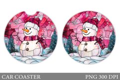 Cute Snowman Car Coaster. Christmas Car Coaster Sublimation Product Image 1