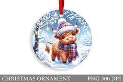 Highland Cow Christmas Ornament. Christmas Ornament Design Product Image 1