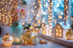 Christmas background colorful lights. High quality photo Product Image 1