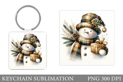 Cute Snowman Keychain Design. Christmas Keychain Sublimation Product Image 1