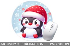 Cute Penguin Mouse Pad. Christmas Penguin Mouse Pad Design Product Image 1