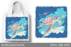 Turtle Tote Bag Sublimation. Sea Sublimation Product Image 1