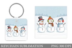 Cute Snowman Keychain Design. Christmas Keychain Sublimation Product Image 1