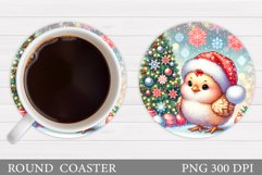 Christmas Chicken Coaster. Christmas Coaster Sublimation Product Image 1