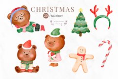 Watercolor Christmas Cartoon Clipart,PNG Product Image 2