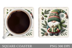 Cute Gnome Coaster Design. Christmas Coaster Sublimation Product Image 1