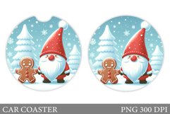 Cute Gnome Car Coaster. Christmas Car Coaster Sublimation Product Image 1