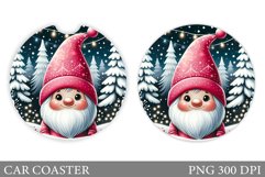 Christmas Gnome Car Coaster. Christmas Car Coaster Design Product Image 1