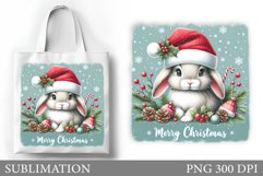 Christmas Bunny Tote Bag. Christmas Tote Bag Sublimation Product Image 1