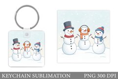 Cute Snowman Keychain Design. Christmas Keychain Sublimation Product Image 1