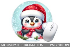 Cute Penguin Mouse Pad. Christmas Penguin Mouse Pad Design Product Image 1