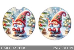 Christmas Gnome Car Coaster. Christmas Car Coaster Design Product Image 1