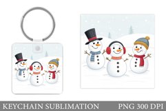 Cute Snowman Keychain Design. Christmas Keychain Sublimation Product Image 1