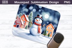 Cute Snowman Mouse Pad | Christmas MousePad Sublimation Product Image 1