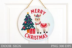 Christmas Lama Door Sign. Christmas Door Sign Sublimation Product Image 1