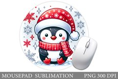 Cute Penguin Mouse Pad. Christmas Penguin Mouse Pad Product Image 1