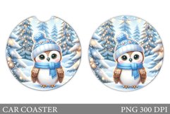 Christmas Owl Car Coaster. Christmas Car Coaster Design Product Image 1