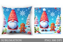 Cute Gnome Pillow Design. Christmas Pillow Sublimation Product Image 1