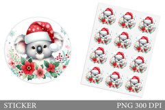 Cute Koala Sticker Design.Christmas Sticker Printable Product Image 1