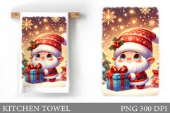 Christmas Kitchen Towel. Christmas Gnome Kitchen Towel Product Image 1