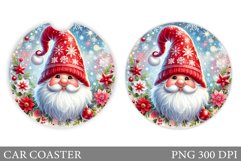 Cute Gnome Car Coaster. Christmas Car Coaster Sublimation Product Image 1