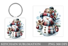 Cute Snowman Keychain Design. Christmas Keychain Sublimation Product Image 1