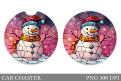 Cute Snowman Car Coaster. Christmas Car Coaster Sublimation Product Image 1