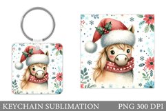Christmas Horse Keychain. Christmas Keychain Sublimation Product Image 1