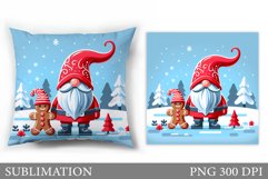 Cute Gnome Pillow Design. Christmas Pillow Sublimation Product Image 1