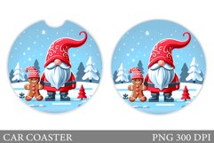 Cute Gnome Car Coaster. Christmas Car Coaster Sublimation Product Image 1