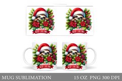 Cute Sloth Mug Design. Christmas Mug Sublimation Product Image 1