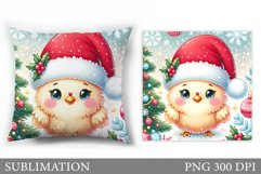 Funny Chicken Pillow Design. Christmas Pillow Sublimation Product Image 1