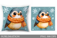Christmas Bird Pillow Design. Christmas Pillow Sublimation Product Image 1