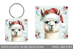 Christmas Lama Keychain. Cute Lama Keychain Design Product Image 1