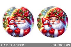 Christmas Gnome Car Coaster. Christmas Car Coaster Design Product Image 1