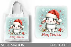 Christmas Bunny Tote Bag. Christmas Tote Bag Sublimation Product Image 1