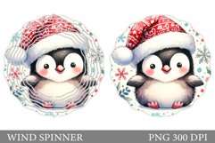 Cute Penguin Wind Spinner. Christmas Wind Spinner Design Product Image 1