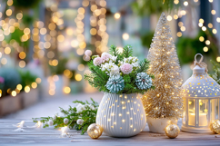 Christmas background colorful lights. High quality photo Product Image 1