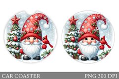 Christmas Gnome Car Coaster. Christmas Car Coaster Design Product Image 1