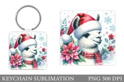 Christmas Lama Keychain. Cute Lama Keychain Design Product Image 1