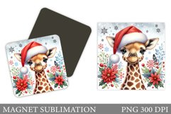 Christmas Giraffe Magnet. Christmas Magnet Sublimation Product Image 1