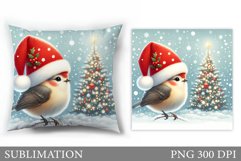Christmas Bird Pillow Design. Christmas Pillow Sublimation Product Image 1