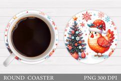 Christmas Chicken Coaster. Christmas Coaster Sublimation Product Image 1